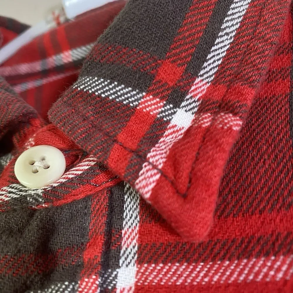 Polo Ralph Lauren Shirt Mens Large Red Plaid Flannel Classic Fit Pocket